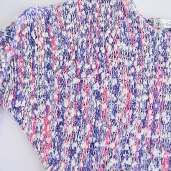 Vintage Gloria Vanderbilt Purple & Pink Knit Scoop Neck Sweater M - Picture 8 of 13